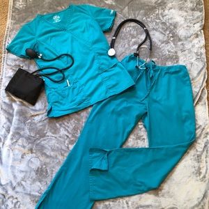 Set of Cherokee Premium Stretch Core Scrubs Teal